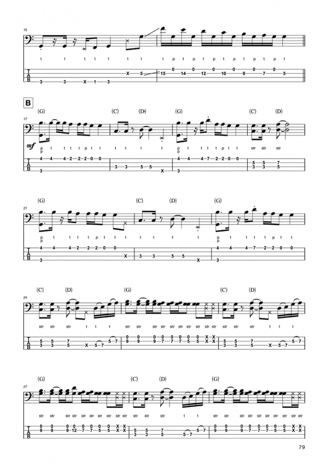 Sample page from Stu Hamm The Book of Lies Bass Transcriptions