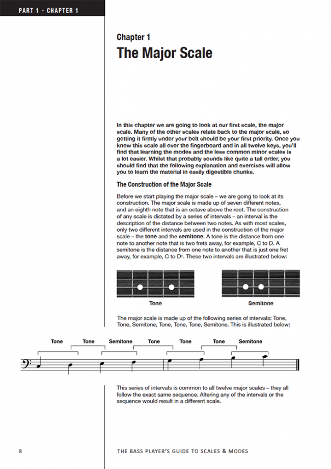 Sample page from The Bass Guitarist's Guide to Scales and Modes