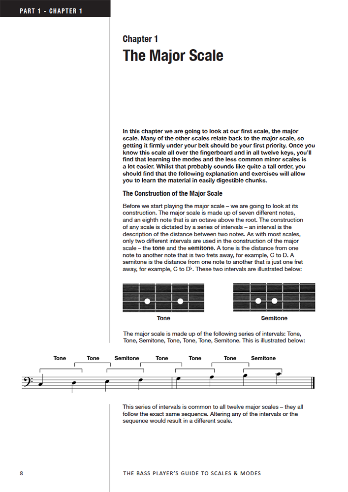Sample page from The Bass Guitarist's Guide to Scales and Modes