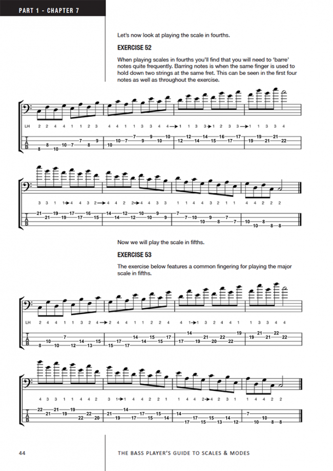 Sample page from The Bass Guitarist's Guide to Scales and Modes