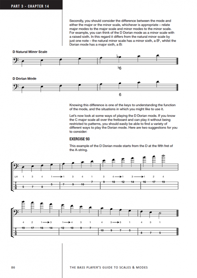 Sample page from The Bass Guitarist's Guide to Scales and Modes
