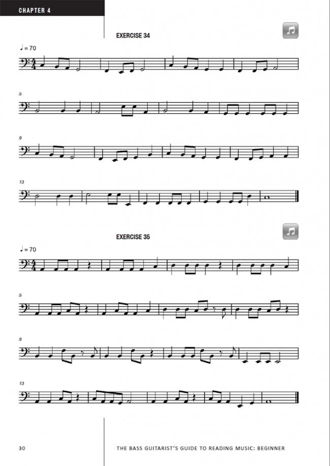 Sample page from The Bass Player's Guide to Reading Music - Beginner