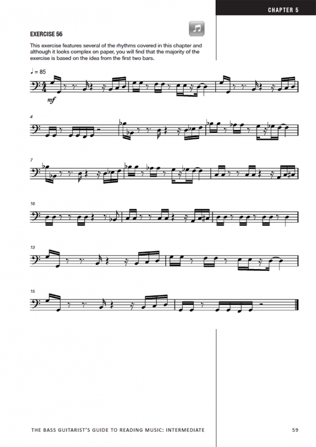 Sample page from The Bass Player's Guide to Reading Music - Intermediate