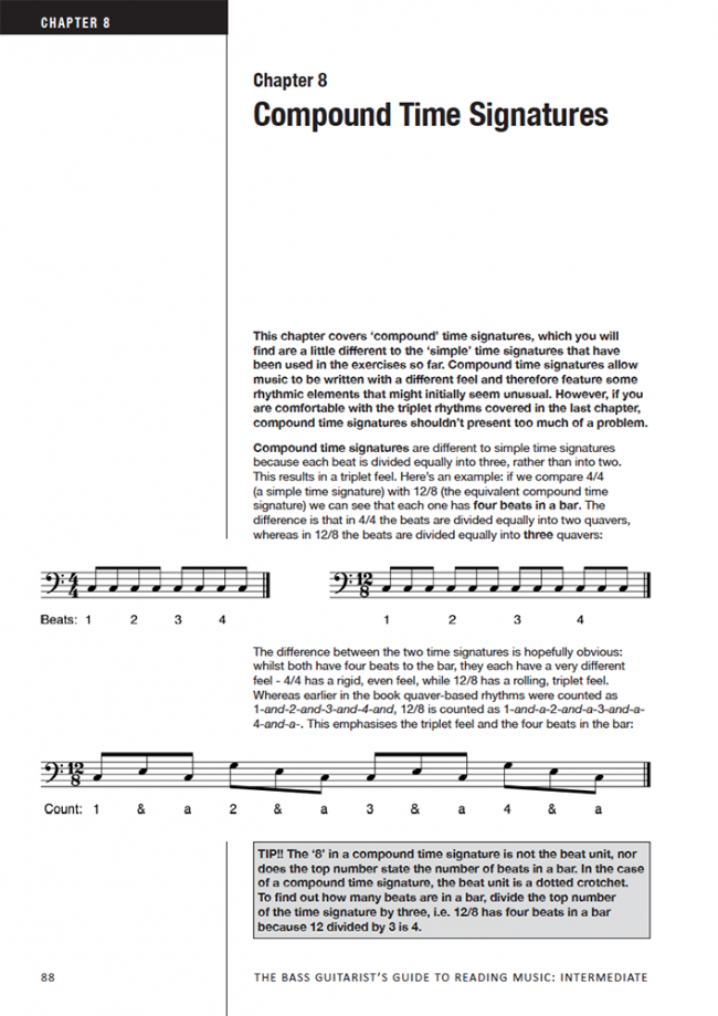 Sample page from The Bass Player's Guide to Reading Music - Intermediate