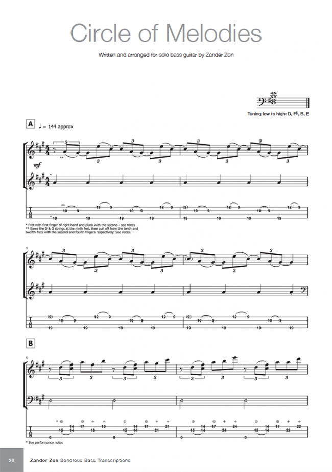 Sample page from Zander Zon - Sonorous Bass Transcriptions