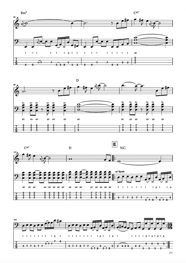 Sample page from Stuart Hamm Bass Transcriptions: Outbound & Beyond