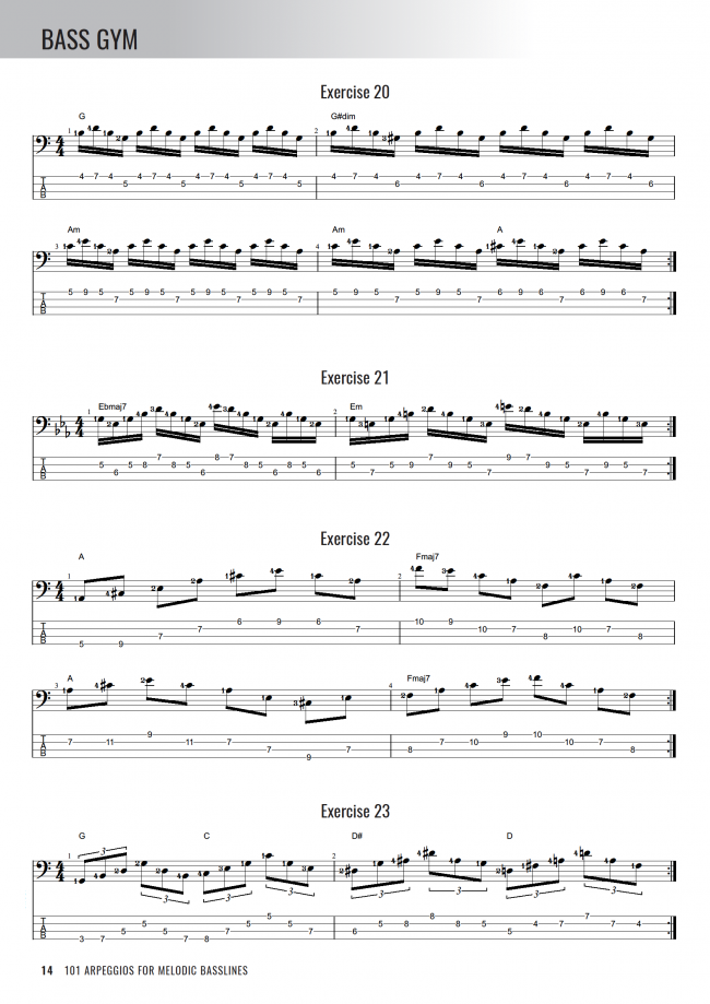 Bass Gym - 101 Arpeggios for Melodic Basslines - Sample Page #2
