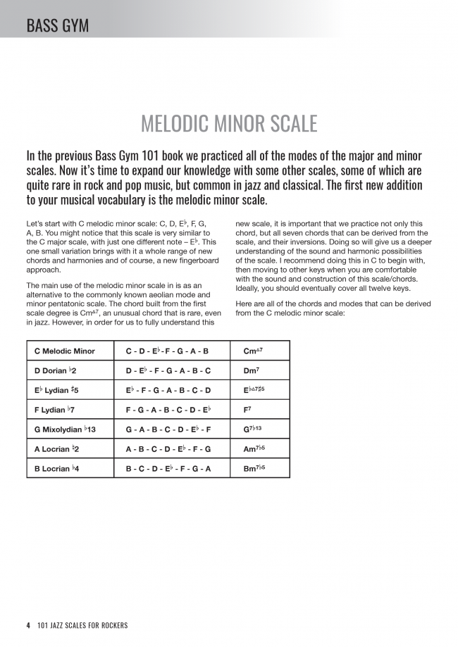 Bass Gym - 101 Jazz Scales for Rockers - Sample Page #1