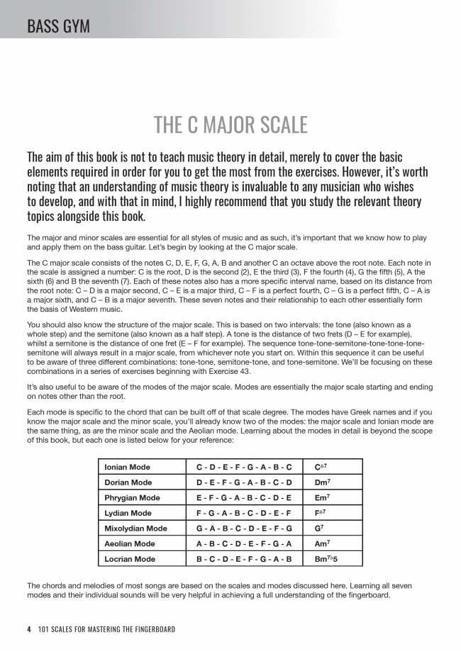 Bass Gym - 101 Scales for Mastering the Fingerboard - Sample Page #1
