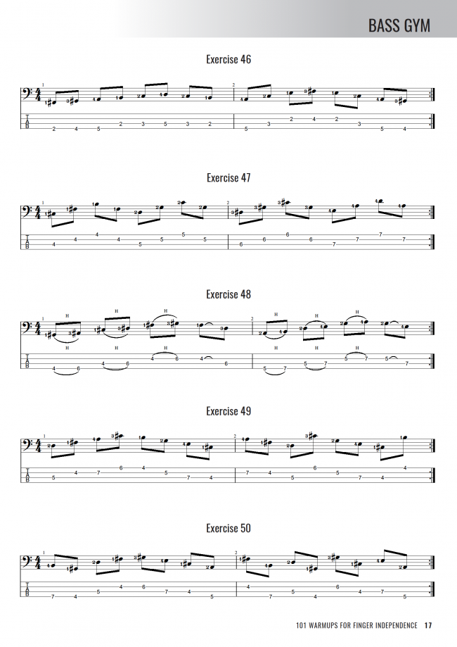 Bass Gym - 101 Warm-ups for Finger Independence - Sample Page #2