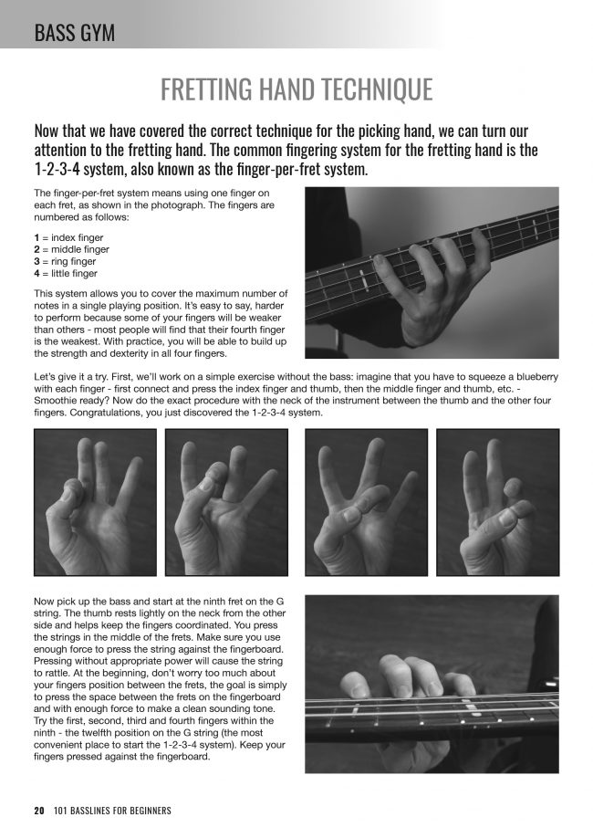 Sample page from Bass Gym - 101 Basslines for Beginners