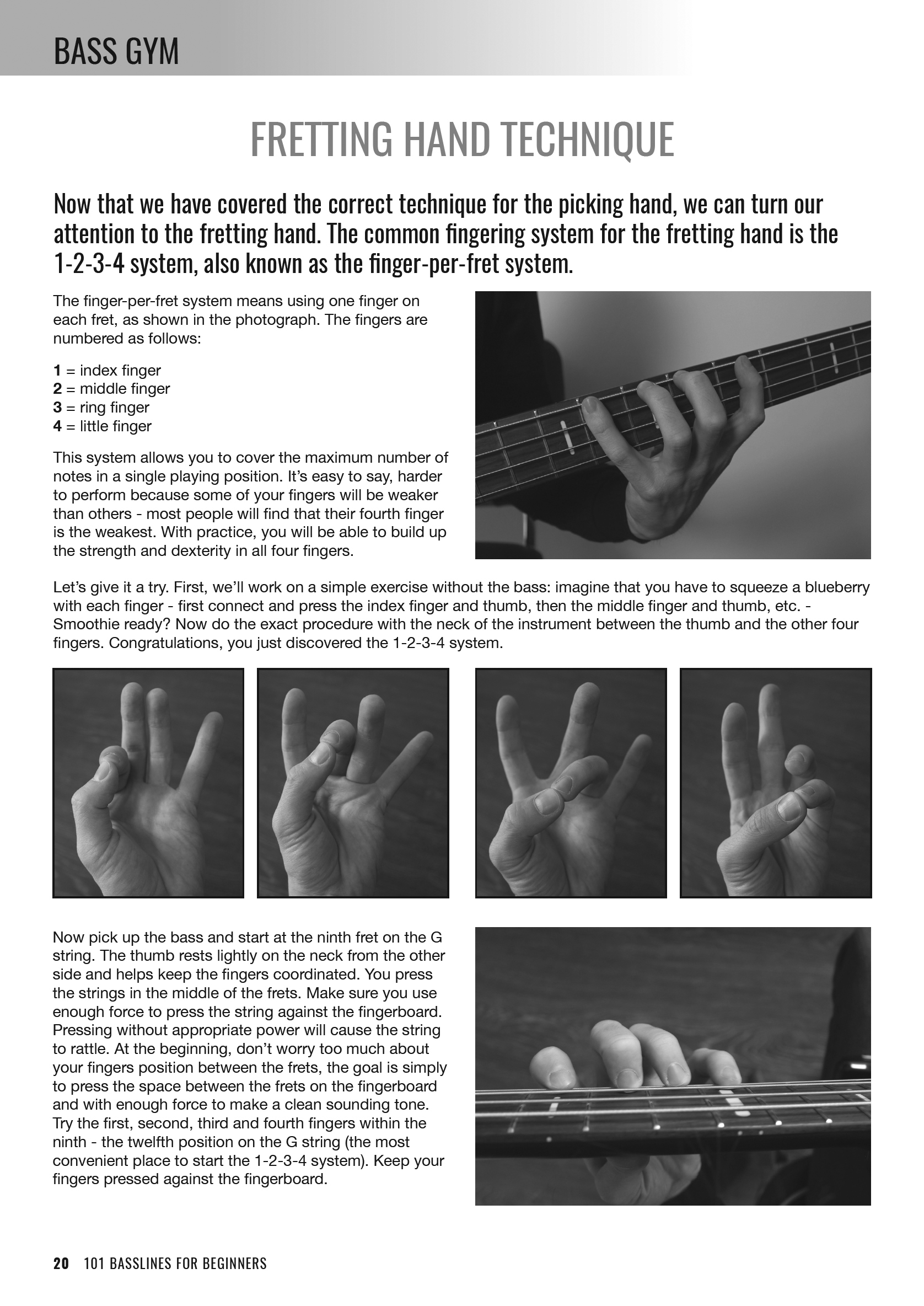 Sample page from Bass Gym - 101 Basslines for Beginners