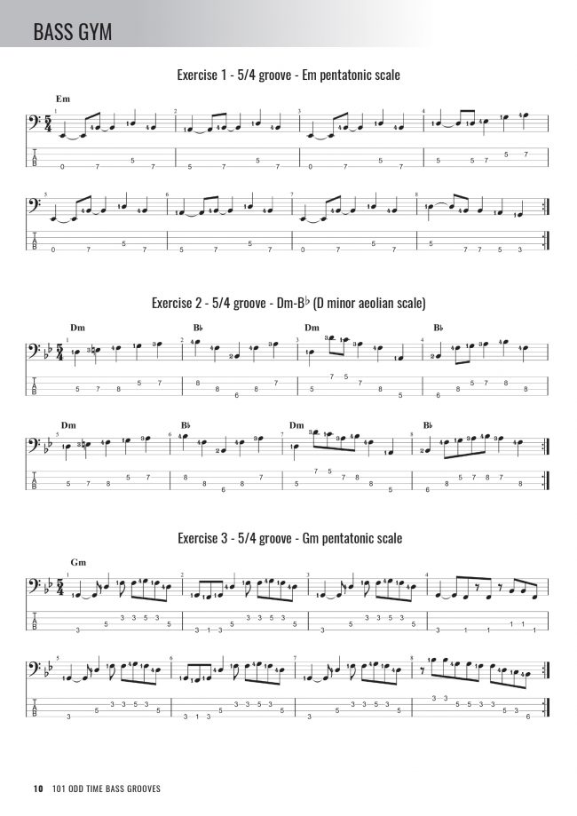 Bass Gym - 101 Odd Time Bass Grooves - Sample Page #2