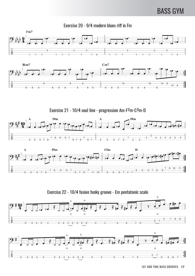 Bass Gym - 101 Odd Time Bass Grooves - Sample Page #3