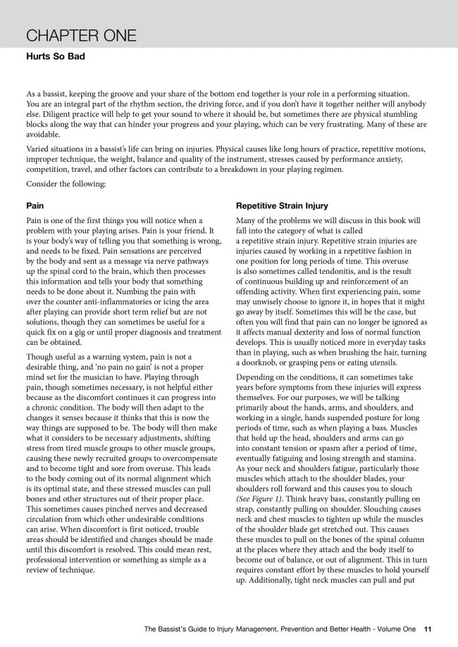 Sample Page from The Bassist’s Guide to Injury Management, Prevention and Better Health - Volume One