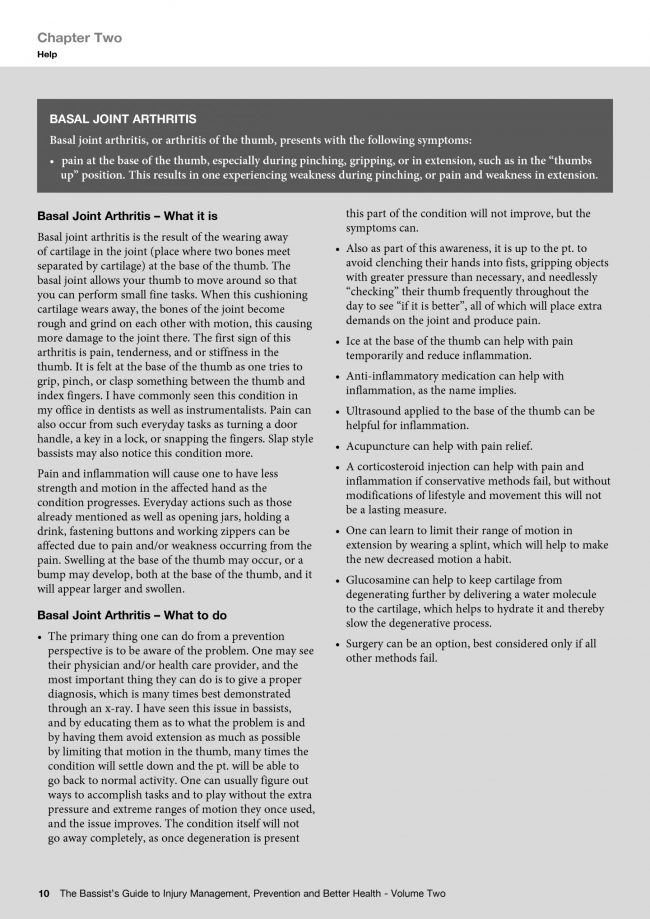 Sample Page from The Bassist’s Guide to Injury Management, Prevention and Better Health - Volume Two