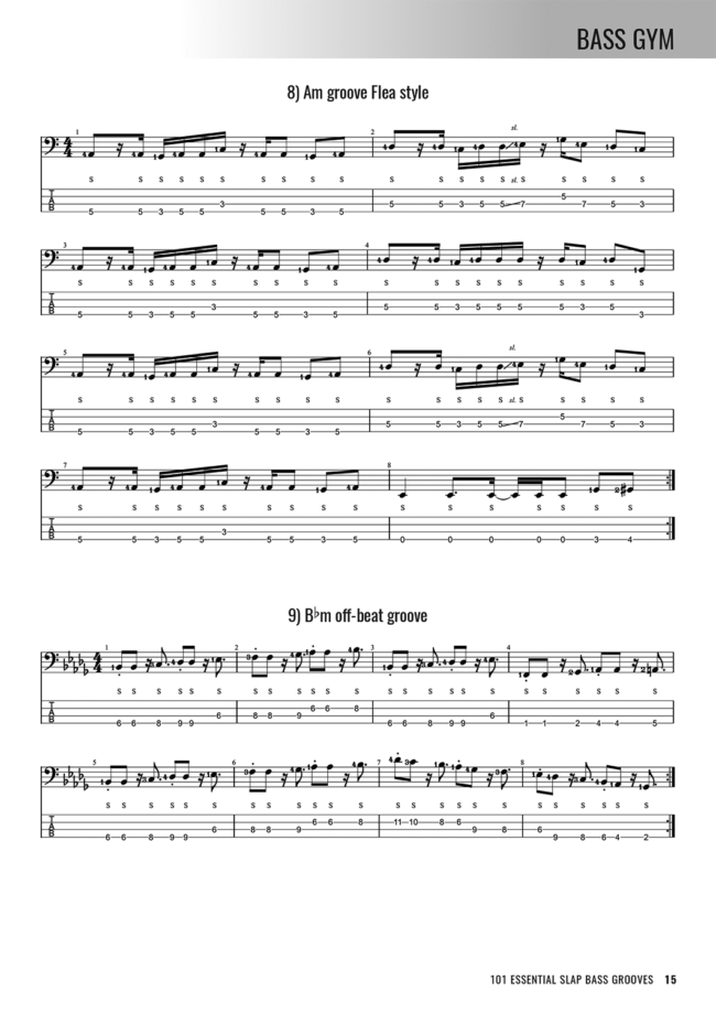 Bass Gym - 101 Essential Slap Bass Grooves - Sample Page #3