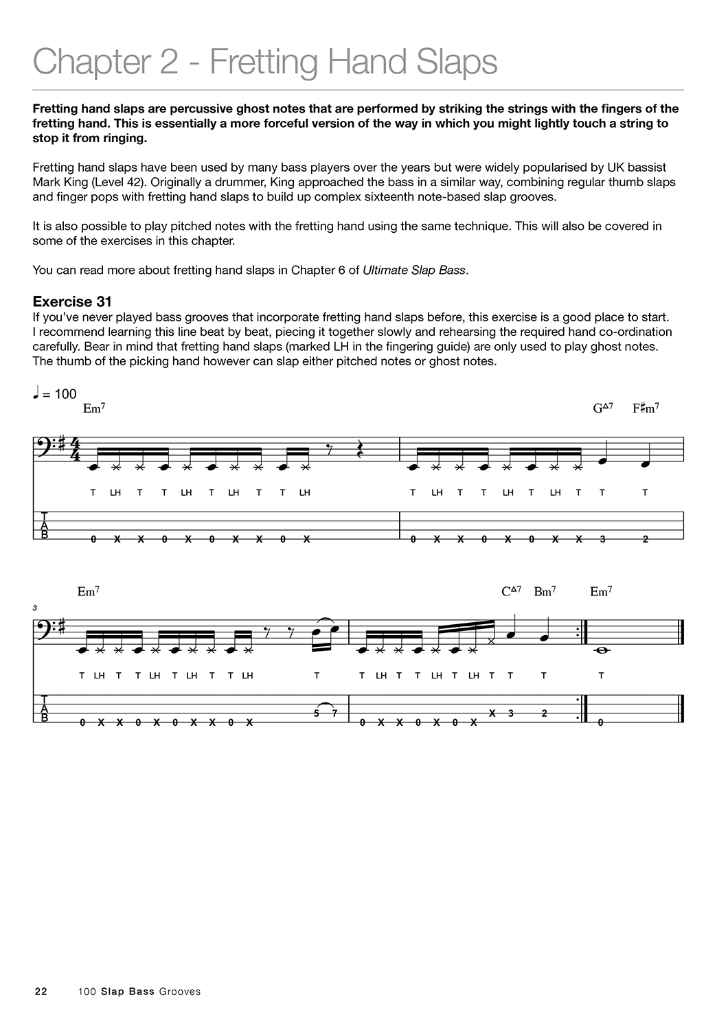 Sample page from 100 Slap Bass Grooves