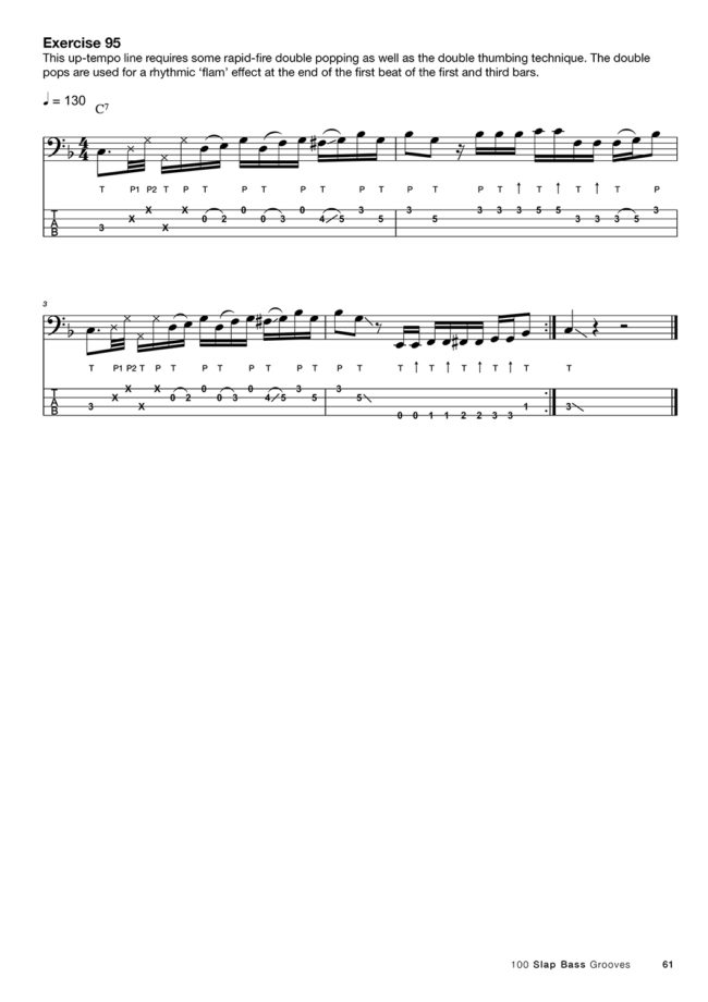 Sample page from 100 Slap Bass Grooves