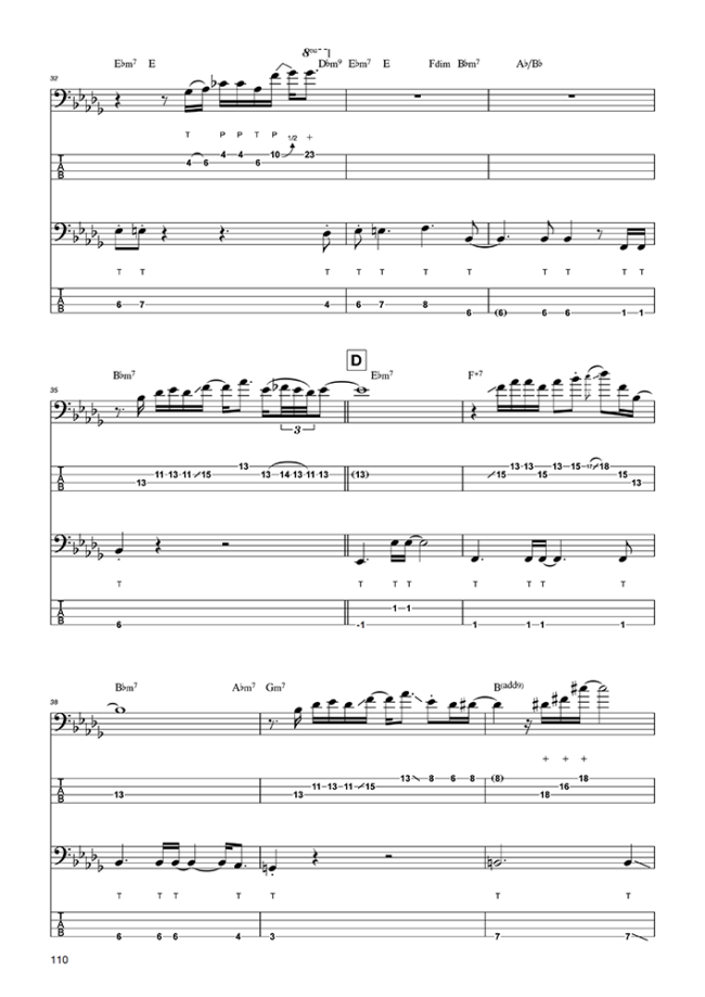 Sample page from Stuart Hamm Bass Transcriptions – The Early Years