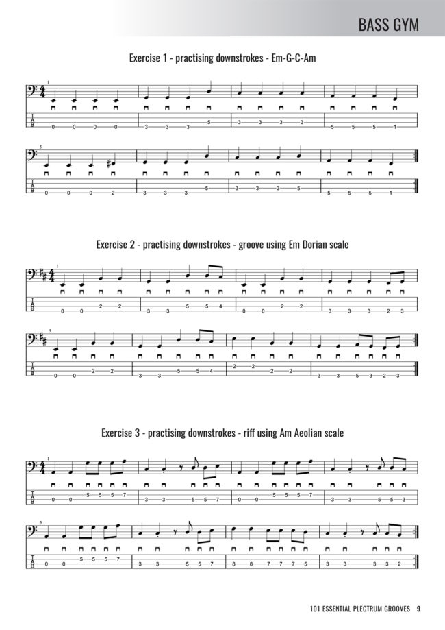 Sample page from Bass Gym - 101 Essential Plectrum Grooves