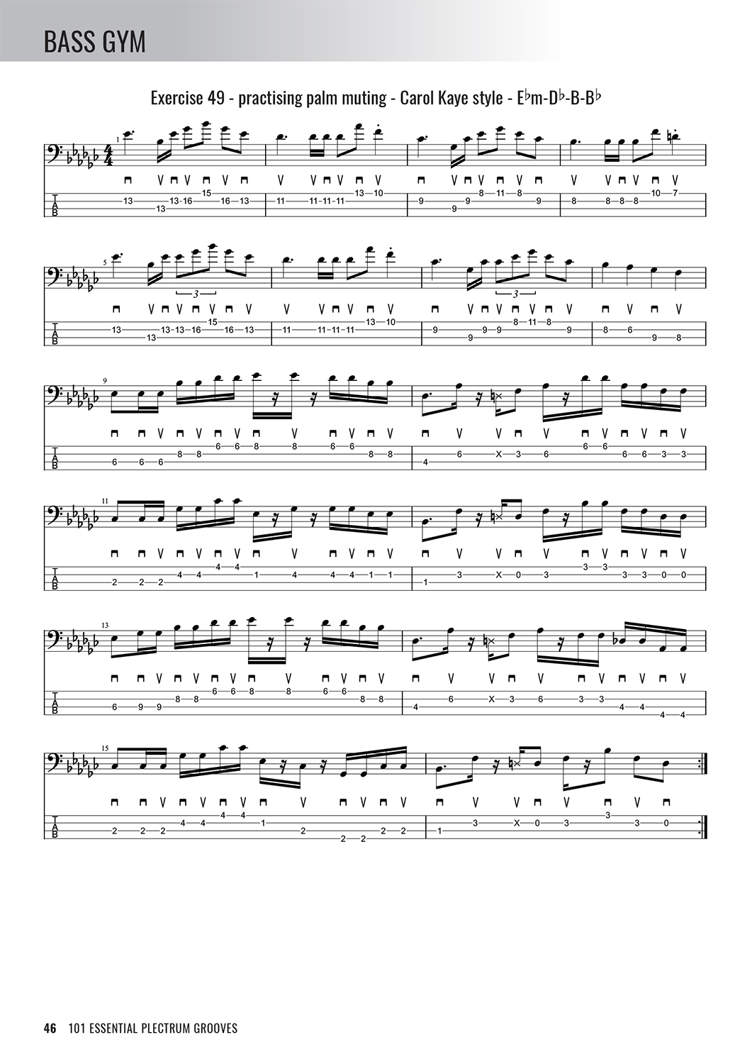 Sample page from Bass Gym - 101 Essential Plectrum Grooves