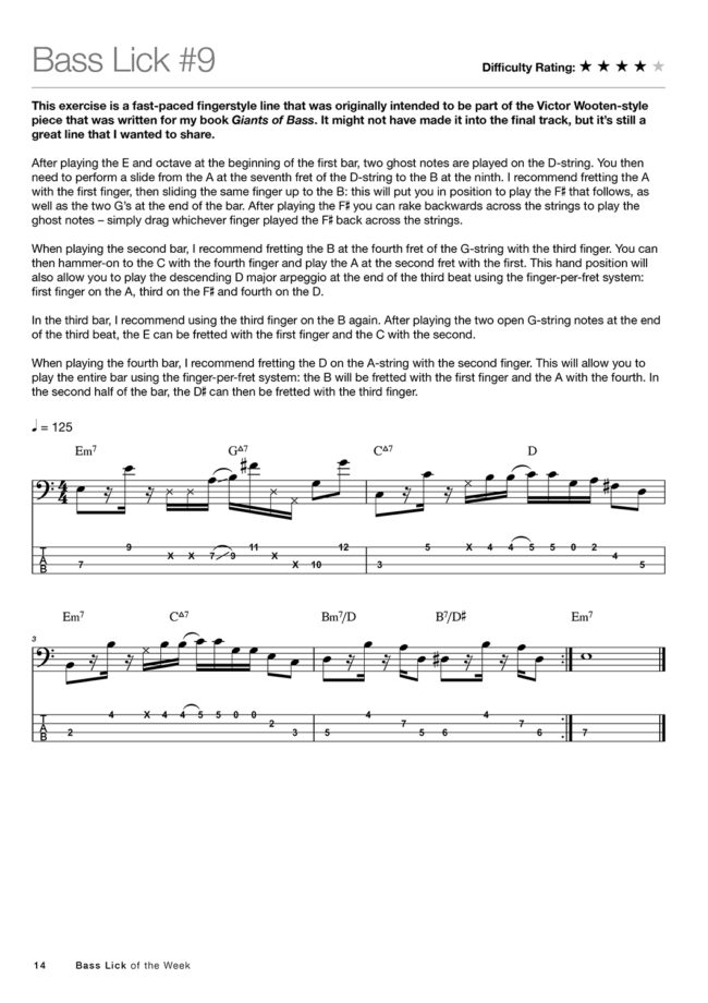 Sample page from Bass Lick of the Week