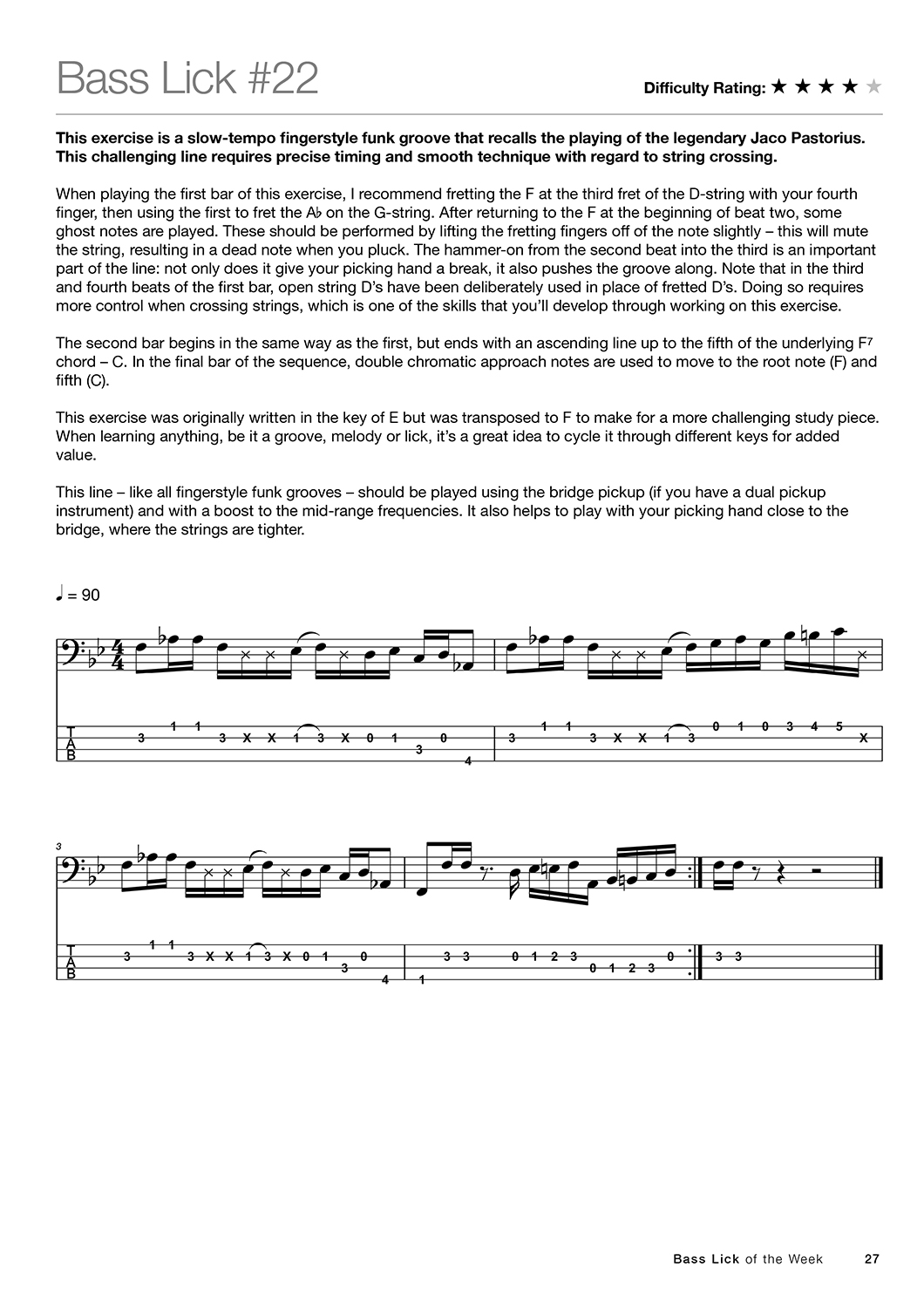 Sample page from Bass Lick of the Week