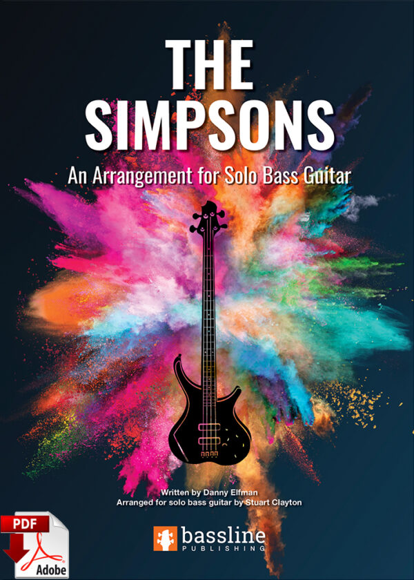 Cover image for a solo bass arrangement of 'The Simpsons' theme tune